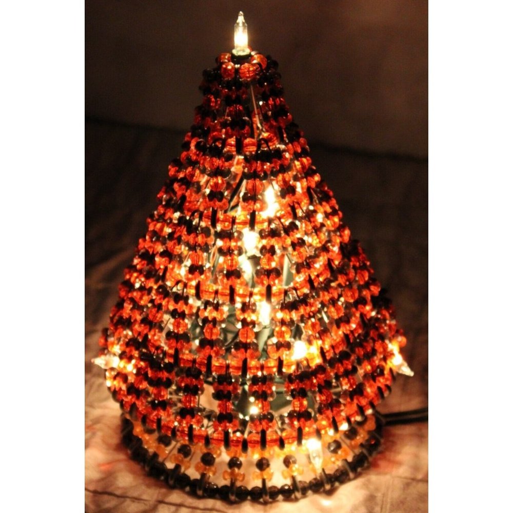 Vtg 80s 90s Safety Pin Light up Tree Halloween Black Orange Clear String lights
